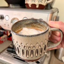 Load image into Gallery viewer, the artist holding a perfect latté with foam from her Breville Espresso machine.
