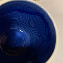 Load image into Gallery viewer, a custom mug with cobalt blue Interior of a mug Glazed with the Glaze Splash Glaze Fountain