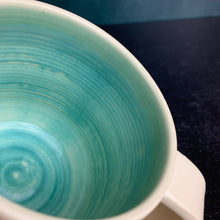 Load image into Gallery viewer, Inside of a mug, showing the evenly coated turquoise glazed interior, Glazed with the Glaze Splash Glaze Fountain