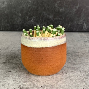 Pottery match striker made from stoneware. Strike on Pot with "Strike anywhere" matches.wheel thrown at Fern Street Pottery. 