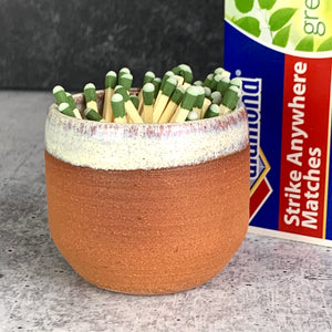 Pottery match striker made from stoneware. Strike on Pot with "Strike anywhere" matches.wheel thrown at Fern Street Pottery. 